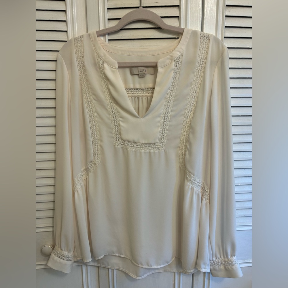 LOFT Ivory Long Sleeve Blouse